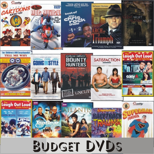 Bundle of 100 Assorted New & Sealed Budget DVDs